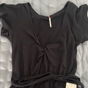 Black Twist-Front Short Romper